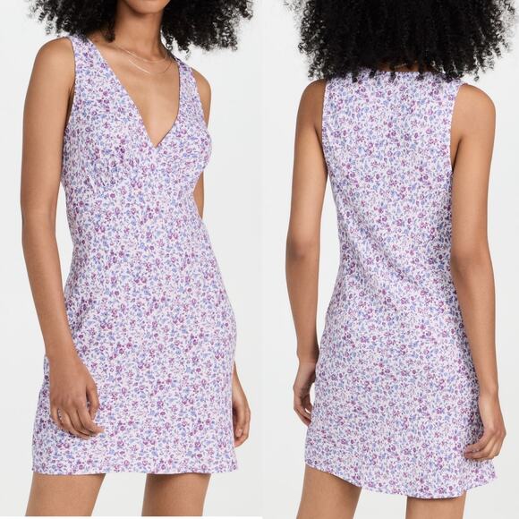 Reformation Calix Mini Floral Lilac Dress Size Medium Boho Coastal Cottagecore - Picture 1 of 12